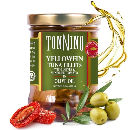 Tonnino Yellowfin Tuna Fillets with Olives and Sundried Tomato, 6.7 oz (Pack of 6)