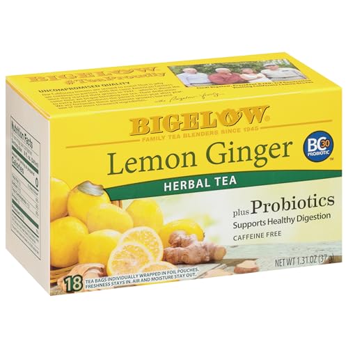 Bigelow Herb Plus Lemon Ginger Tea, Caffeine Free, 18 Count