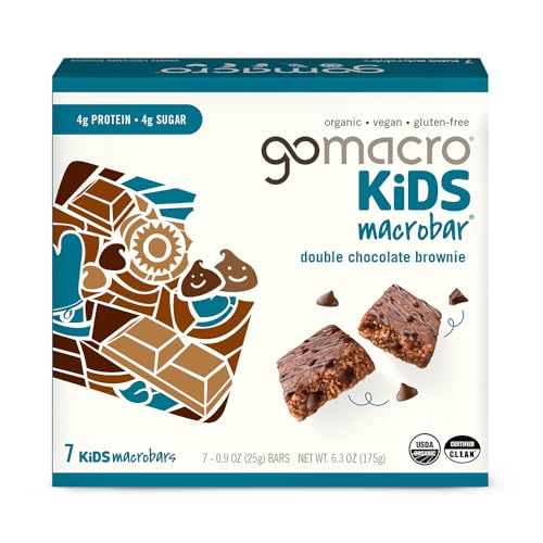 GoMacro Kids MacroBar Organic Vegan Snack Bars, Double Chocolate Brownie, 0.9 oz (7 Count)