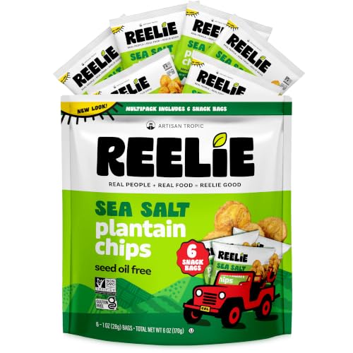 Reelie Sea Salt Plantain Chips, 1 oz (Pack of 6)