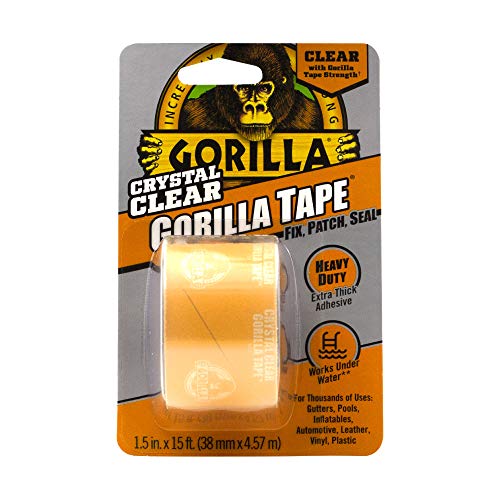 Gorilla Crystal Clear Repair Duct Tape, 1.88 in x 5 yd, Clear