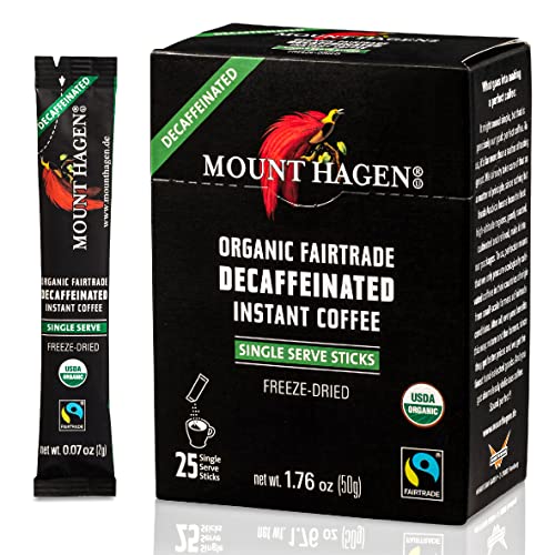 Mount Hagen Organic Instant Decaf Coffee, 25 Single-Serve Sticks