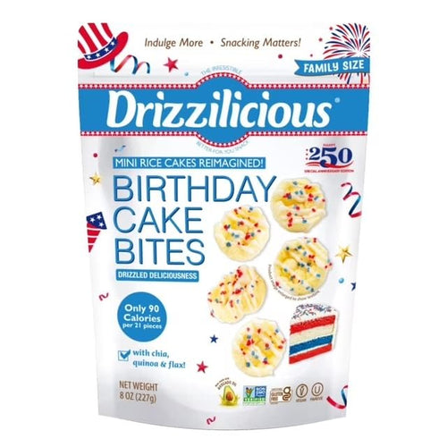 Drizzilicious Mini Flavored Rice Cakes, Birthday Cake, 4 oz
