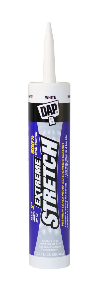DAP Extreme Stretch Crackproof Elastomeric Sealant, White, 10.1 oz (Pack of 2)