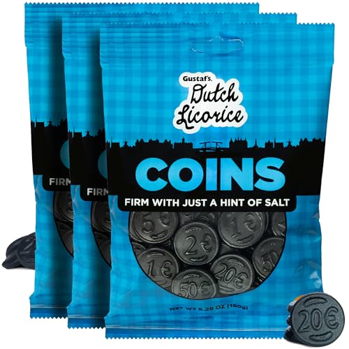 Gustaf's Salted Dutch Licorice Coins, 5.2 oz (Pack of 3)