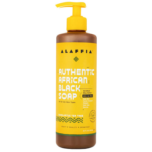 Alaffia Authentic African Black Soap All-In-One, Eucalyptus Tea Tree, 16 fl oz