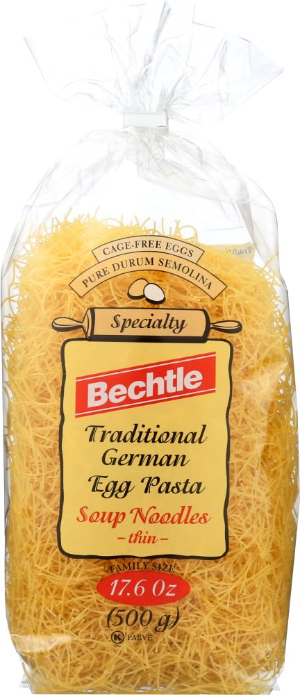 Bechtle Traditional German Cage Free Egg Pasta Soup Noodles, Thin, 17.6 oz (Pack of 2)