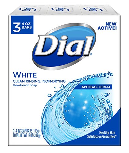 Dial White Deodorant Soap Bars, 4 oz (Pack of 3)