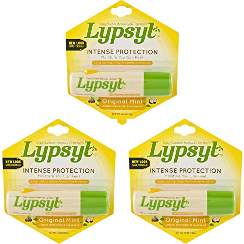 Lypsyl Intense Protection Lip Balm, Original Mint, 0.10 oz (Pack of 3)