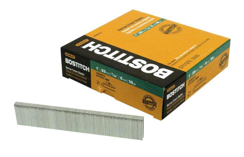 Bostitch Narrow Crown Finish Staples, 1 in., 18 Gauge, 7/32 in.