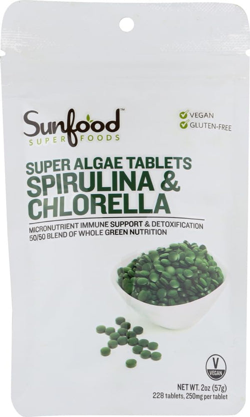 Sunfood Superfoods Chlorella Spirulina Tablets, 2 oz