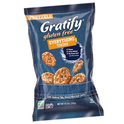 Osem Gratify Gluten Free Everything Thins Pretzel Crisps, 10.5 oz Bag
