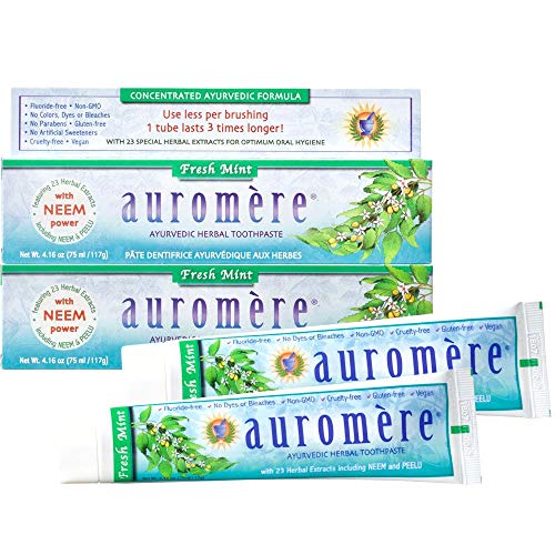 Auromere Ayurvedic Herbal Neem and Clove Toothpaste, Fresh Mint (Pack of 2)