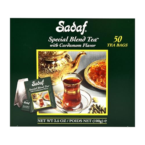 Sadaf Cardamom Ceylon Black Tea Bags, 50 Count