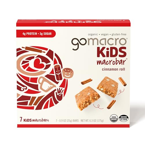 GoMacro Kids MacroBar Organic Vegan Cinnamon Roll, 0.9 oz (7 Count)