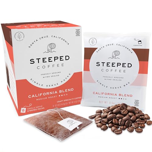 Steeped Coffee Single-Serve Packs, California Blend Medium Roast, 8 Count