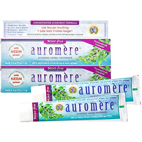 Auromere Ayurvedic Herbal Neem & Clove Toothpaste, Mint-Free (Pack of 2)