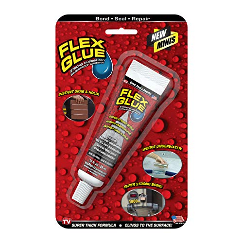 Flex Glue Rubberized Waterproof Adhesive, White, 0.75 oz Mini Tube