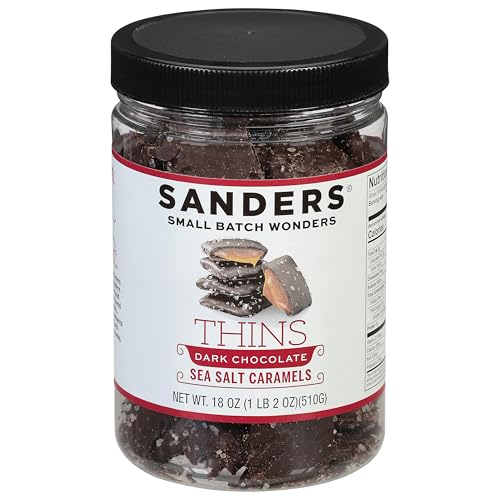 Sanders Dark Chocolate Sea Salt Caramel Thins, 18 oz Tub