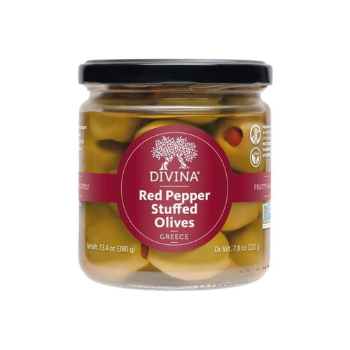 Divina Red Pepper Stuffed Olives, 13.4 oz