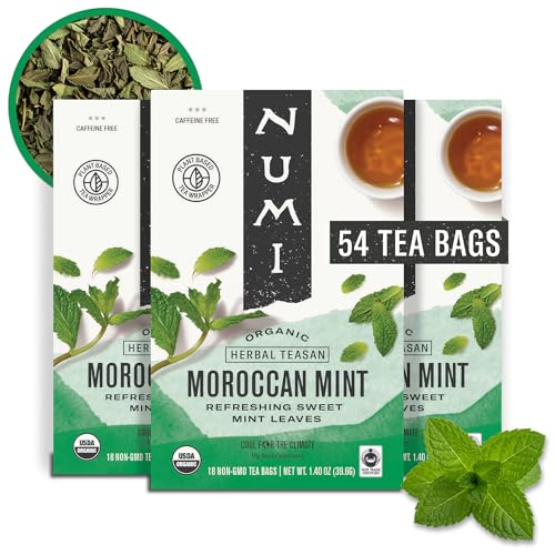 Numi Organic Moroccan Mint Tea, Caffeine Free, 18 Count