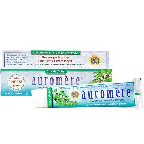 Auromere Ayurvedic Herbal Neem & Clove Toothpaste, Fresh Mint
