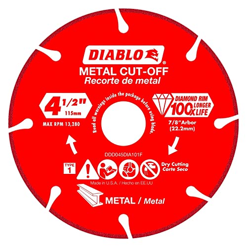Diablo Diamond Metal Cut-Off Disc, 4-1/2 in, 7/8 in Arbor