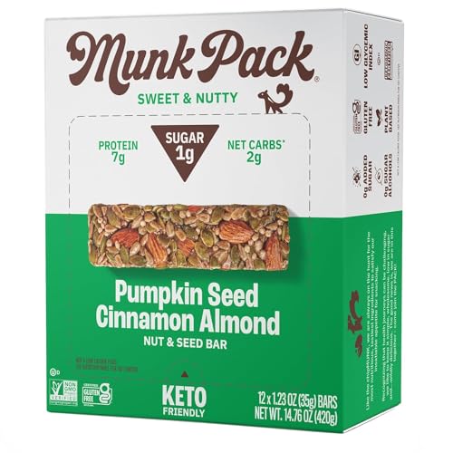 Munk Pack Pumpkin Seed Cinnamon Almond Nut & Seed Bar, 12 Count