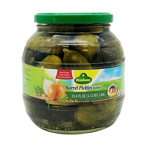 Kuehne Kosher Pickles in Glass Barrel Jar, 35.9 fl oz