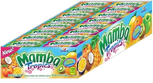 Mamba Tropics Fruit Chews Variety Pack, 0.88 oz (Pack of 48)