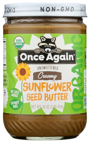 Once Again Organic Unsweetened Sunflower Butter, 16 oz Glass Jar