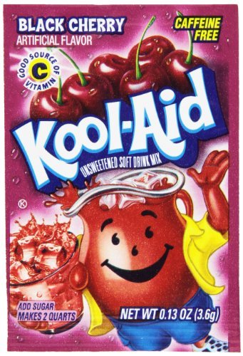 Kool-Aid Black Cherry Unsweetened Soft Drink Mix, 0.13 oz Envelopes (Pack of 48)