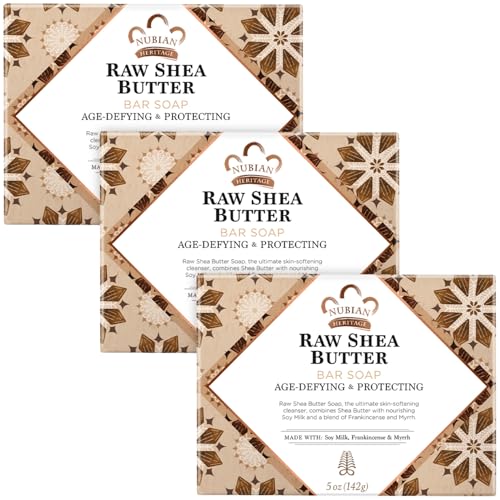 Nubian Heritage Raw Shea Butter Bar Soap, 5 oz (Pack of 3)