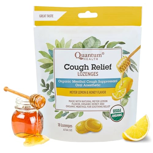 Quantum Health Organic Meyer Lemon and Honey Cough Drops, 18 Lozenges