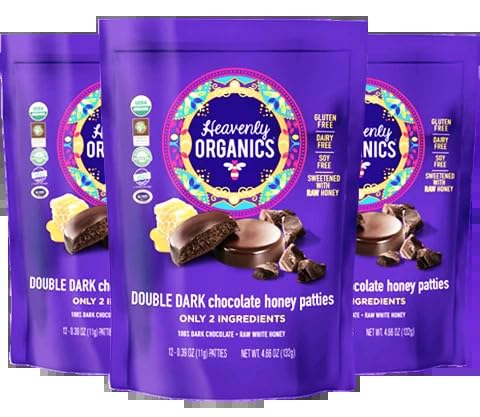 Heavenly Organics Double Dark Chocolate Honey Patties, 36 Count (3 Bags)