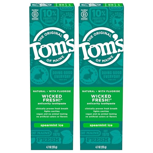 Tom's of Maine Wicked Fresh Fluoride Toothpaste, Spearmint Ice, 4.7 oz (Pack of 2)