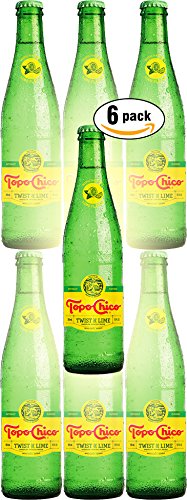 Topo Chico Twist of Lime Sparkling Mineral Water, 12 oz Glass Bottles (Pack of 6)