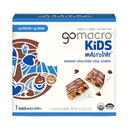 GoMacro Kids MacroBar Organic Vegan Oatmeal Chocolate Chip Cookie, 0.9 oz (7 Count)