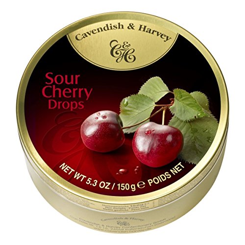 Cavendish & Harvey Sour Cherry Hard Candy Drops, 5.3 oz Tin (Pack of 3)