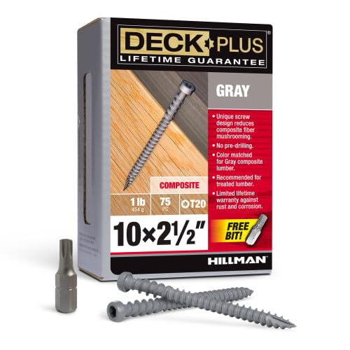 Deck Plus Gray Star-Drive Composite Deck Screws, #10 x 2-1/2 in (48439)