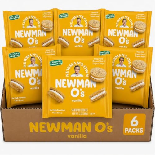 Newman's Own Newman-O's Vanilla Creme Sandwich Cookies, 13 oz (Pack of 6)