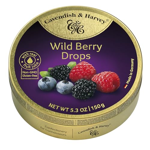 Cavendish & Harvey Wild Berry Hard Candy Drops, 5.3 oz Tin