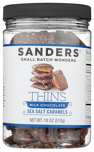 Sanders Milk Chocolate Sea Salt Caramel Thins, 18 oz Tub