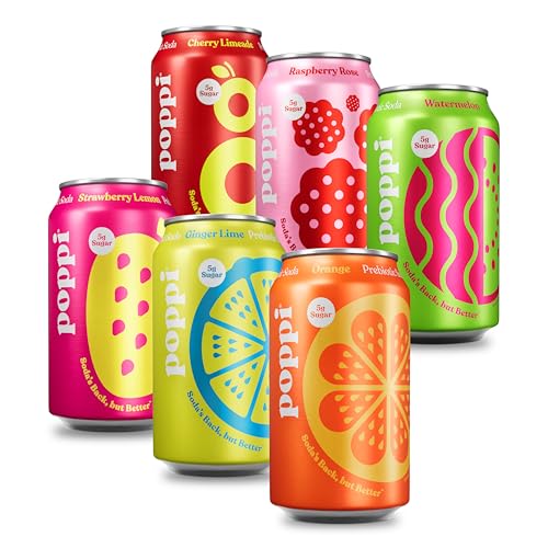 Poppi Prebiotic Soda, Fun Favorites, 12 fl oz (Pack of 12)
