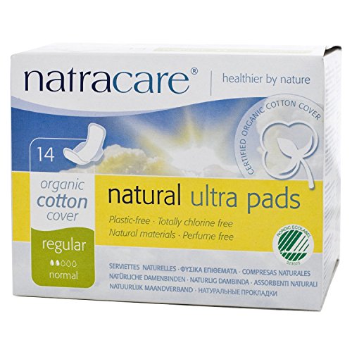 Natracare Cotton Natural Feminine Ultra Pads, Regular with Wings, 14 Count