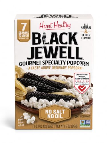Black Jewell Gourmet Microwave Popcorn, No Salt No Oil, 8.7 oz