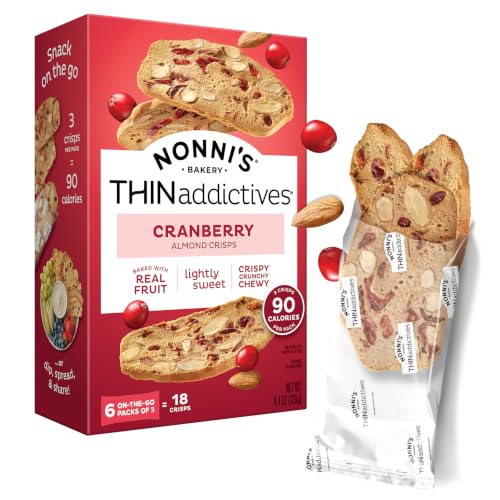 Nonni's Thinaddictives Cranberry Almond Thin Cookies, 6 On-the-Go Packs