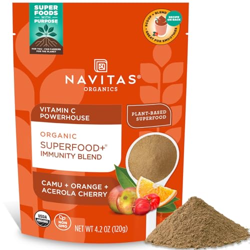 Navitas Organics Superfood+ Immunity Blend, Camu, Orange and Acerola Cherry, 4.2 oz