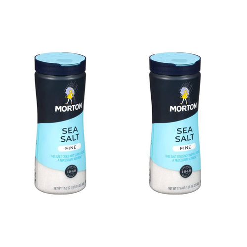 Morton Fine Sea Salt, 17.6 oz (Pack of 2)