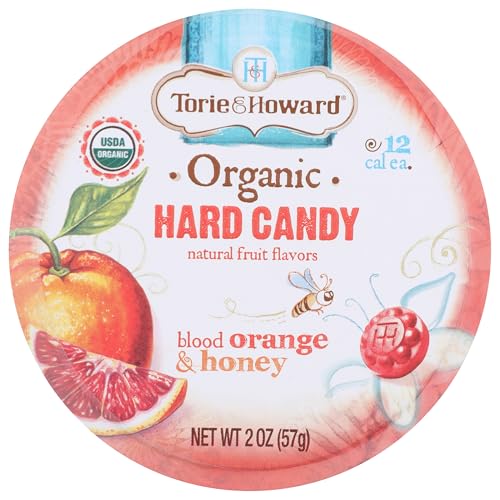 Torie & Howard Organic Hard Candy Tin, Blood Orange and Honey, 2 oz